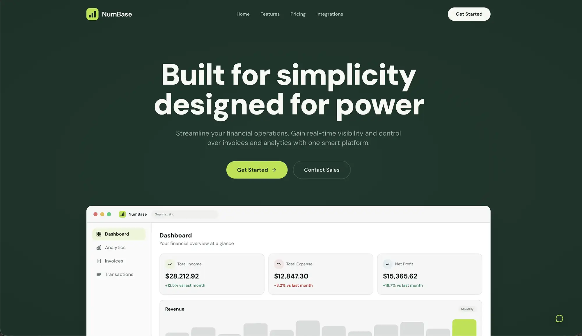 Accounting dashboard built with Macaly AI Builder